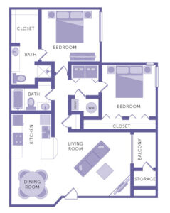 2 Bedroom / 2 Bathroom, Mesa Floor Plan